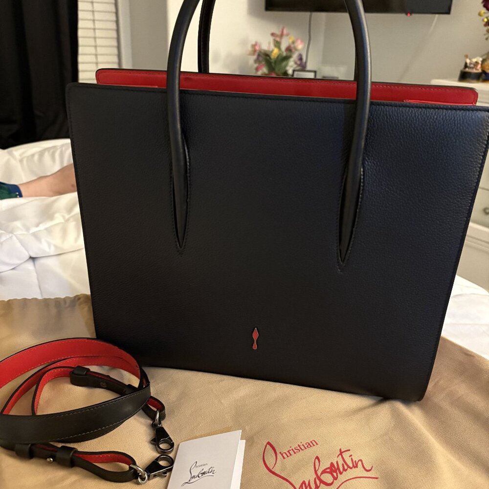 Authentic CHRISTIAN LOUBOUTIN Calfskin Studded Medium Paloma Bag